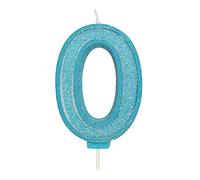 CULPITT Sparkle Number Candles For Cake & Cupcakes, Single Numbers From 0-9, Say Happy Birthday with These Candle Sparklers, Celebrate Birthdays & Anniversaries with Flair - Blue Zero