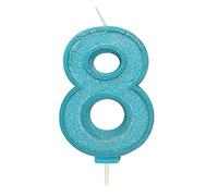 CULPITT Sparkle Number Candles For Cake & Cupcakes, Single Numbers From 0-9, Say Happy Birthday with These Candle Sparklers, Celebrate Birthdays & Anniversaries with Flair - Blue 8