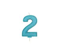 CULPITT Sparkle Number Candles for Cake & Cupcakes, Single Numbers from 0-9, Say Happy Birthday with These Candle Sparklers, Celebrate Birthdays & Anniversaries with Flair - Blue 2