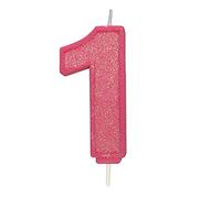 CULPITT Sparkle Number Candles for Cake & Cupcakes, Single Numbers from 0-9, Say Happy Birthday with These Candle Sparklers, Celebrate Birthdays & Anniversaries with Flair - Pink 1