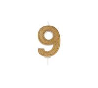 CULPITT Sparkle Number Candles For Cake & Cupcakes, Single Numbers From 0-9, Say Happy Birthday with These Candle Sparklers, Celebrate Birthdays & Anniversaries with Flair - Gold 9