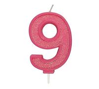CULPITT Sparkle Number Candles For Cake & Cupcakes, Single Numbers From 0-9, Say Happy Birthday with These Candle Sparklers, Celebrate Birthdays & Anniversaries with Flair - Pink 9