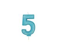 CULPITT Sparkle Number Candles for Cake & Cupcakes, Single Numbers from 0-9, Say Happy Birthday with These Candle Sparklers, Celebrate Birthdays & Anniversaries with Flair - Blue 5