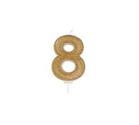 CULPITT Sparkle Number Candles For Cake & Cupcakes, Single Numbers From 0-9, Say Happy Birthday with These Candle Sparklers, Celebrate Birthdays & Anniversaries with Flair - Gold 8