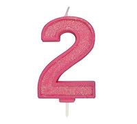 CULPITT Sparkle Number Candles for Cake & Cupcakes, Single Numbers from 0-9, Say Happy Birthday with These Candle Sparklers, Celebrate Birthdays & Anniversaries with Flair - Pink 2