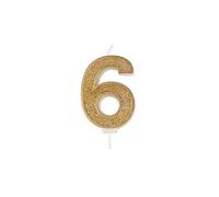 CULPITT Sparkle Number Candles for Cake & Cupcakes, Single Numbers from 0-9, Say Happy Birthday with These Candle Sparklers, Celebrate Birthdays & Anniversaries with Flair - Gold 6
