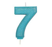 CULPITT Sparkle Number Candles For Cake & Cupcakes, Single Numbers From 0-9, Say Happy Birthday with These Candle Sparklers, Celebrate Birthdays & Anniversaries with Flair - Blue 7