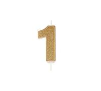 CULPITT Sparkle Number Candles for Cake & Cupcakes, Single Numbers from 0-9, Say Happy Birthday with These Candle Sparklers, Celebrate Birthdays & Anniversaries with Flair - Gold 1