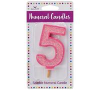 CULPITT Sparkle Number Candles For Cake & Cupcakes, Single Numbers From 0-9, Say Happy Birthday with These Candle Sparklers, Celebrate Birthdays & Anniversaries with Flair - Pink 5