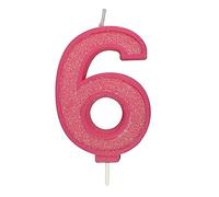 CULPITT Sparkle Number Candles For Cake & Cupcakes, Single Numbers From 0-9, Say Happy Birthday with These Candle Sparklers, Celebrate Birthdays & Anniversaries with Flair - Pink 6