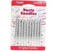 Culpitt Spiral Birthday Pick Candles (Pack of 10) in Silver Culpitt Silver