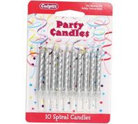 Culpitt Spiral Birthday Pick Candles (Pack Of 10) Silver (One Size)