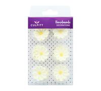 Culpitt Sugar Daisies, Delightful Sugar Decorations for Easter Cakes and Cupcakes, White Daisy Toppers- Pack of 12
