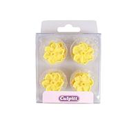 Culpitt Sugar Piping Daffodils, Hand Piped Royal Icing Sugar Decorations, Yellow - Pack of 12