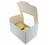 Culpitt Twin Hole Cupcake Boxes With Window | 25 Pack | Food Safe, White