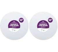 Culpitt White 10" Masonite Cake Board, Extra Strong Cake Board, Round Cake Drum, 5mm Thick | Gloss White | 254mm | 10 Inch Round (Pack of 2)