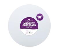 Culpitt White 10" Masonite Cake Board, Extra Strong Cake Board, Round Cake Drum, 5mm Thick | Gloss White | 254mm | 10 Inch Round