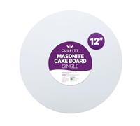 Culpitt White 12" Masonite Cake Board, Extra Strong Cake Board, Round Cake Drum, 5mm Thick | Gloss White | 304mm | 12 Inch Round