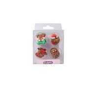 Culpitt Winter Friends Sugar Decorations, Edible Royal Icing Pipings, Festive Animal Cake and Cupcake Toppers, Fox, Robin, Reindeer, Owl - Pack of 12