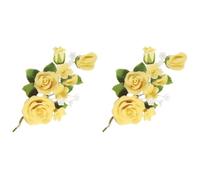Culpitt Yellow Rose Flower Spray Cake Topper, 145mm (Pack of 2)
