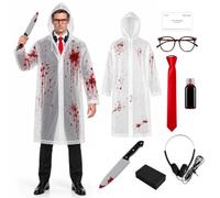 Culsfri Adults Psycho Raincoat Costume Mens Psycho Costume for Halloween Party