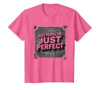 Cult Classic: Not Popular, Just Perfect Movie Lover Art T-Shirt, Kids, Pink Heather, 4 Years