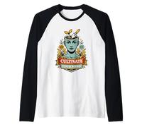 Cultivate Your Mind, Garden Quote Floral Woman Art Raglan Baseball Tee
