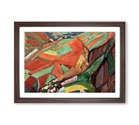 Cultivated Hills by Fujishima Takeji Framed Print | A2 Walnut Framed Wall Art | Ready to Hang | Modern Nature Picture | Living Room Bedroom Lounge Office