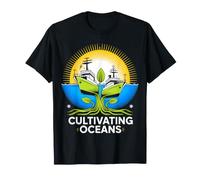 Cultivating Oceans Sun, Boats & Sprout Design T-Shirt