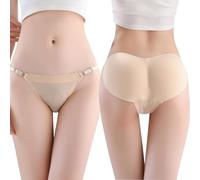 CuLtp 3pcs Hip Underwear Padded Pants Thong, Silica Gel Fake Ass Butt Lifting Pants Buttocks Panties, Fake Buttock Body Shaper Hip Enhancer- Beige||M