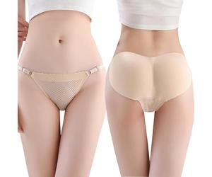 CuLtp 3pcs Hip Underwear Padded Pants Thong, Silica Gel Fake Ass Butt Lifting Pants Buttocks Panties, Fake Buttock Body Shaper Hip Enhancer- Beige||M
