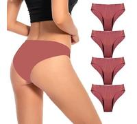 CuLtp 4pcs Period Pants, Leak Proof Absorbent Pants Heavy Flow Period Underwear, Extra Protection Breathable Briefs Bikini Knickers, Menstrual Postpartum Underwear - Rust Red||3XL