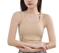 CuLtp Cotton Strong Compression Half Length Chest Binder, Chest Elastic Sports Bra Short Corset Vest Tank Top, Side Buckle Top Chest Binder Breast Wrap For Tomboy Trans Lesbian