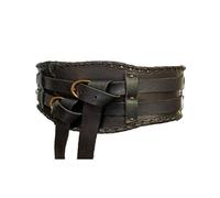 CuLtP Medieval Vintage Wide Belt Men's Knight Viking Armor Belt PU Leather Steampunk Pirate Wide Belt for Adult Halloween Props