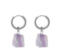 CuLtP Natural Raw Fluorite Drop Earrings With Irregular Pendant Dangle Hoop Earrings Gemstone Earrings Crystal Reiki Balance Jewelry Gift For Girls Mother Wife