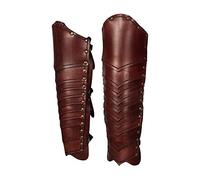 CuLtP Retro Adjustable Leg Guard Gaiter, Medieval Leather Leg Guard Shoe Buckle Men's Steampunk Shin Guard Armor Buckle Renaissance Samurai PU Leather Shin Guard Armor