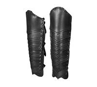 CuLtP Retro Adjustable Leg Guard Gaiter, Medieval Leather Leg Guard Shoe Buckle Men's Steampunk Shin Guard Armor Buckle Renaissance Samurai PU Leather Shin Guard Armor