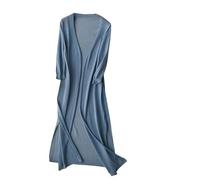 CuLtP Womens Bolero Cardigans Summer Long Ice Silk Knitted Cover Up Lightweight Slit Duster Cardigan Casual Open Front Bolero Jackets Blouse Poncho Coat Dusty Blue M