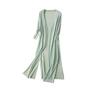 CuLtP Womens Bolero Cardigans Summer Long Ice Silk Knitted Cover Up Lightweight Slit Duster Cardigan Casual Open Front Bolero Jackets Blouse Poncho Coat Pea Green Xl