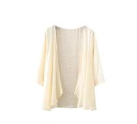 CuLtP Womens Cotton Linen Cardigan Lightweight Bolero Waterfall Jacket Summer Half Sleeve Beach Cover Up Casual Open Front Kimonos Blouse Shrug Coat Beige Xs