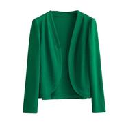 CuLtP Women'S Long Sleeve Bolero Shrug, Soft Knitted Bolero Shrug Open Front Jacket Cardigan Cover Ups, Ladies Cropped Thin Cardigans For Dresses Evening Casual,Green,Xxl