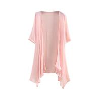 CuLtP Womens Long Waterfall Cardigan Open Front Boleros Shrugs Tops Summer Lightweight Jacket Duster Cardigan Casual Beach Cover Up Blouse Coat Thin Pink M