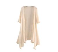 CuLtP Womens Long Waterfall Cardigan Open Front Boleros Shrugs Tops Summer Lightweight Jacket Duster Cardigan Casual Beach Cover Up Blouse Coat Beige M