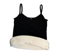 CuLtP Womens Thermal Tank Top Camisole, Fleece Lined Cami Tank Top Underwear Tops, Ladies Sleeveless Camisole Thermal Undershirts Thermal Shirts for Women,Black,M