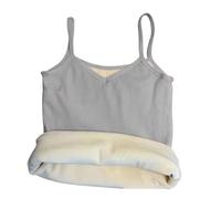 CuLtP Womens Thermal Tank Top Camisole, Fleece Lined Cami Tank Top Underwear Tops, Ladies Sleeveless Camisole Thermal Undershirts Thermal Shirts For Women,Gray,M