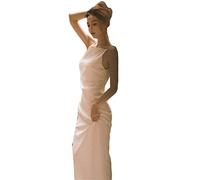 Suspender Wedding Dress Sleeveless Slit Waist Mermaid White Dress Skirt Female Simple Satin Wedding Dress (Color : White, Size : XS)