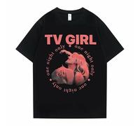 Cults TV Girl One Night Only Graphic Print Tshirt Unisex Vintage Tees Men Women Casual Oversized T Shirt Man Cotton Tops T-Shirt Black XL