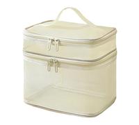 Cultural Bags Made of Nylon Net Makeup Bag, Double Layer Cosmetic Bag | Cosmetic Bag for Women with Large Capacity, Storage Organizer, Light Yellow, Consulte la descripción, See description