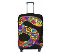 Cultural Patterns Colorful Art Abstract Snake Luggage Suitcase Covers Elastic Washable Travel Luggage Protector Anti Scratch Travel Suitcase Protective Cover For Kid And Adult, Fits 18-32 Inch Luggage