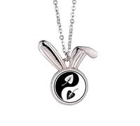 Culture Black White Yin-yang Rabbit Necklace Pendant Bunny Animal Jewelry Gift